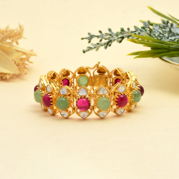 Gold-Plated 925 Silver Bracelet with Colorful Stones