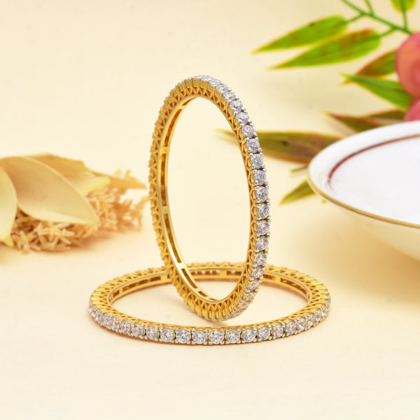 Elegant Gold-Plated 925 Silver Polki Bangles