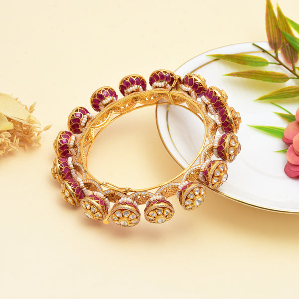 Exquisite Gold-Plated 925 Silver Rajwara Bangle