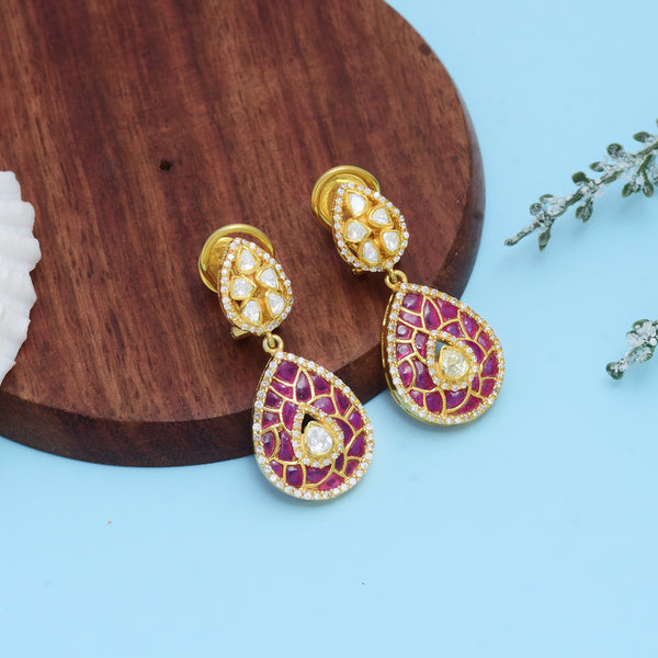 Polki Earrings with Ruby Stones